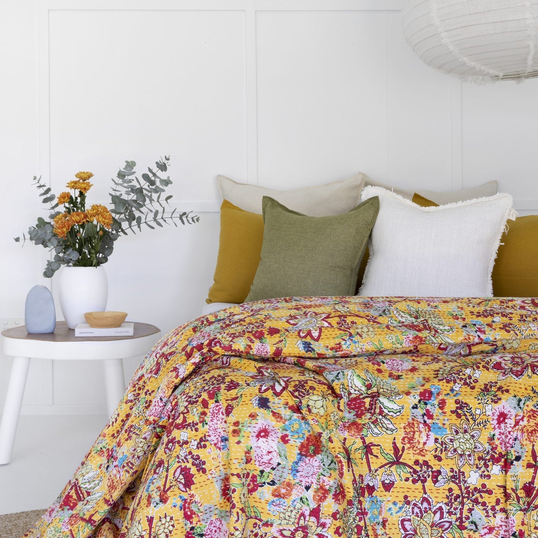 Madras Kantha Quilt Blanket - Indian Bedspread