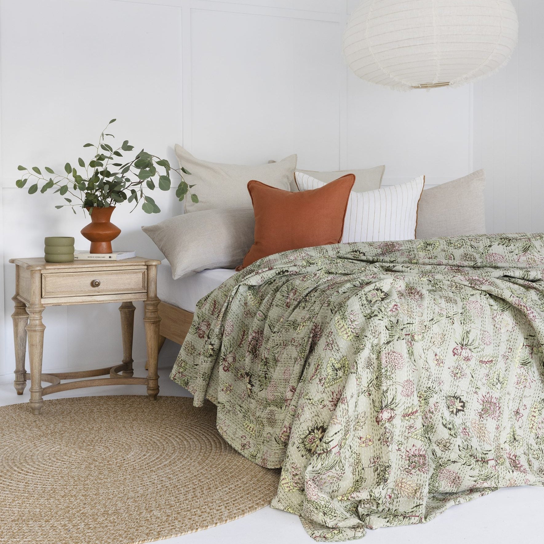 Bree Indian Kantha Quilt Throw – Boho Bedspread