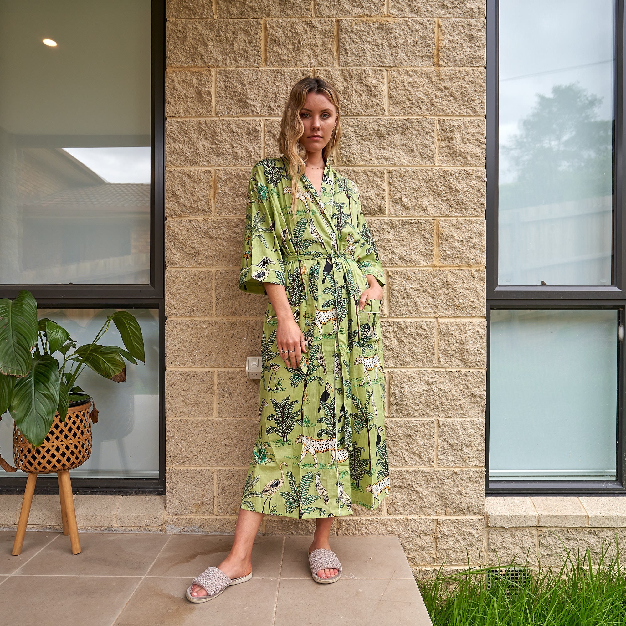 Safari Splendour 100% Cotton Kimono Robe