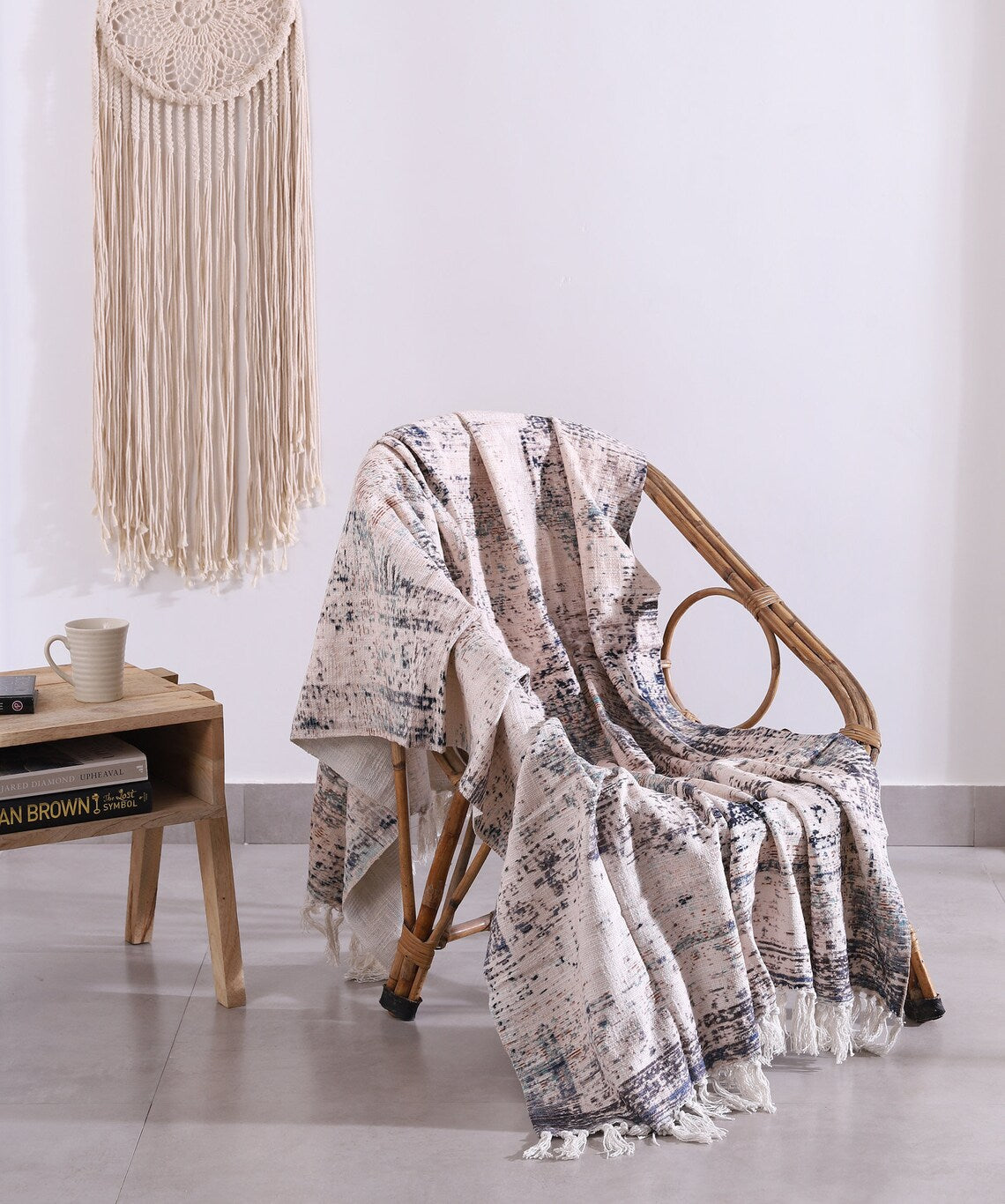 Cotton Throw Blanket - Boho White Rug | Luxe Comfort