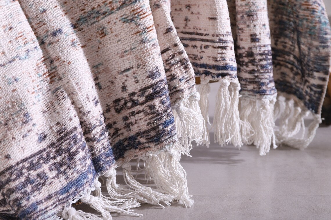 Cotton Throw Blanket - Boho White Rug | Luxe Comfort