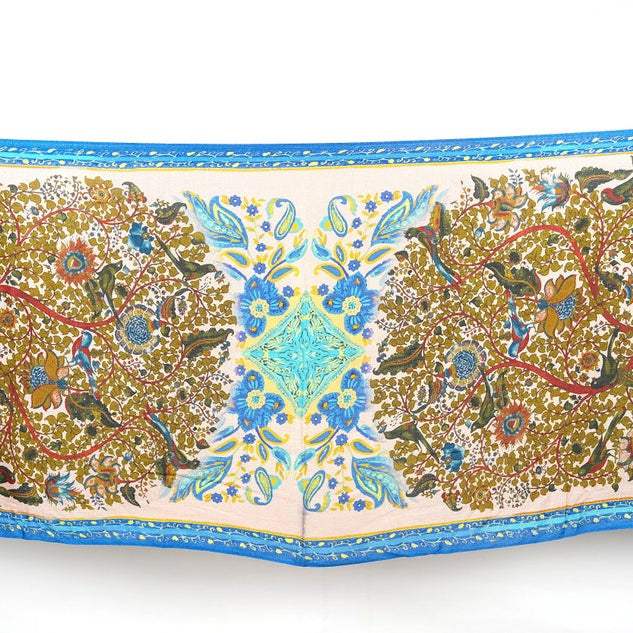 Silk Modal Scarf - Cream/Blue | Classic & Soft