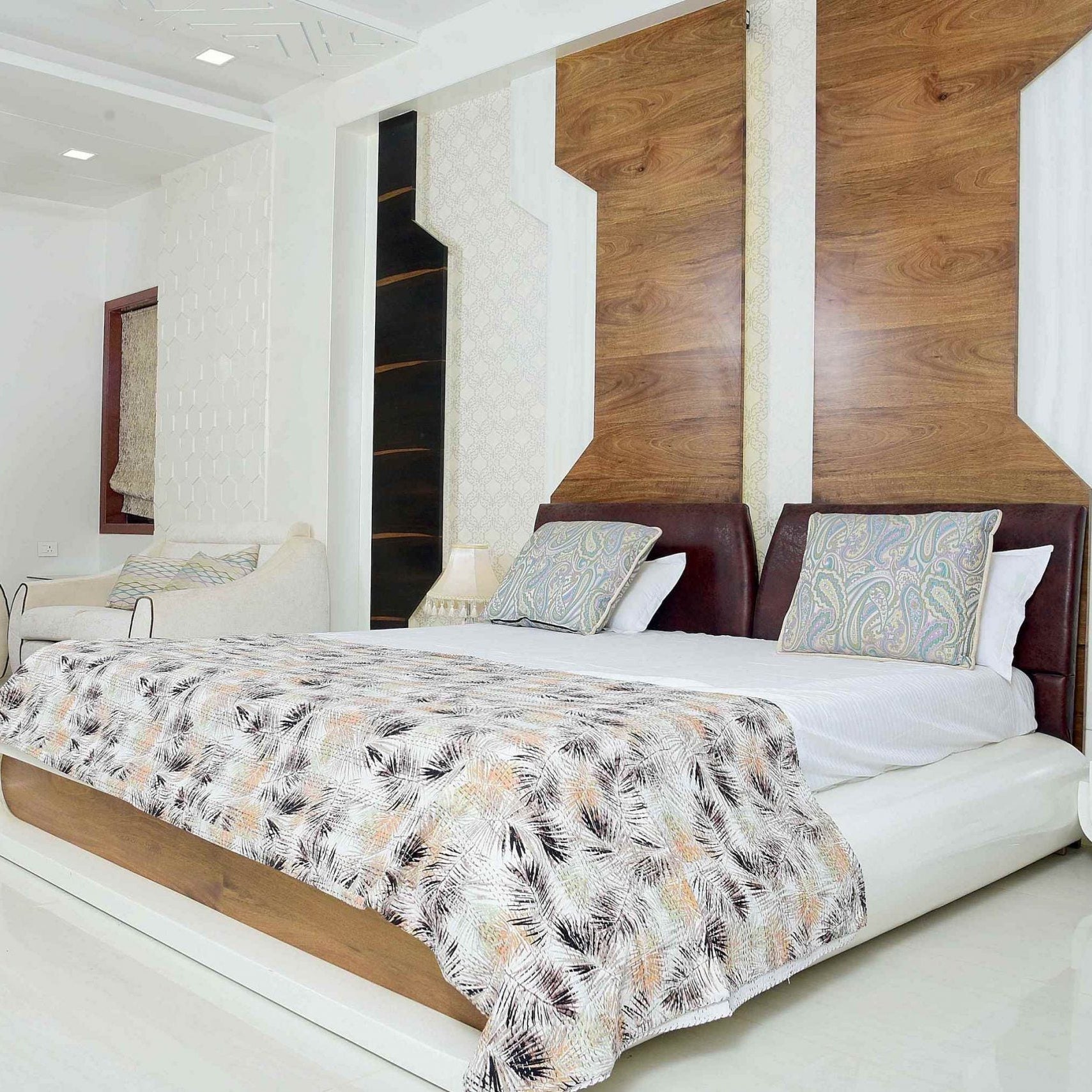 Forest Haze Kantha Quilt Blanket - Earthy Tones