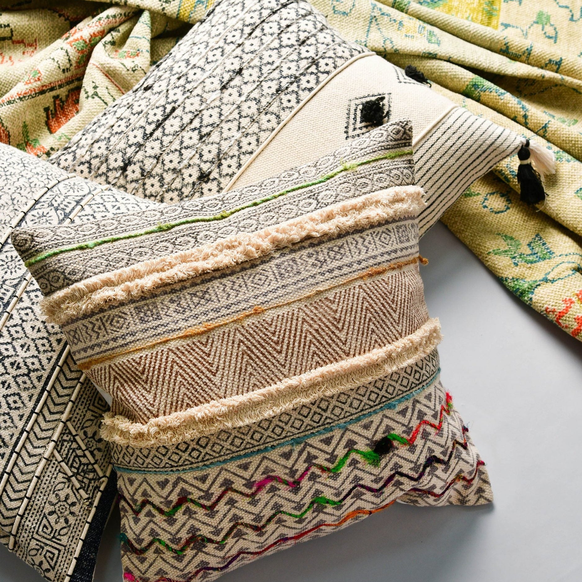 Textures & Tassels Berber Style Cotton Cushion