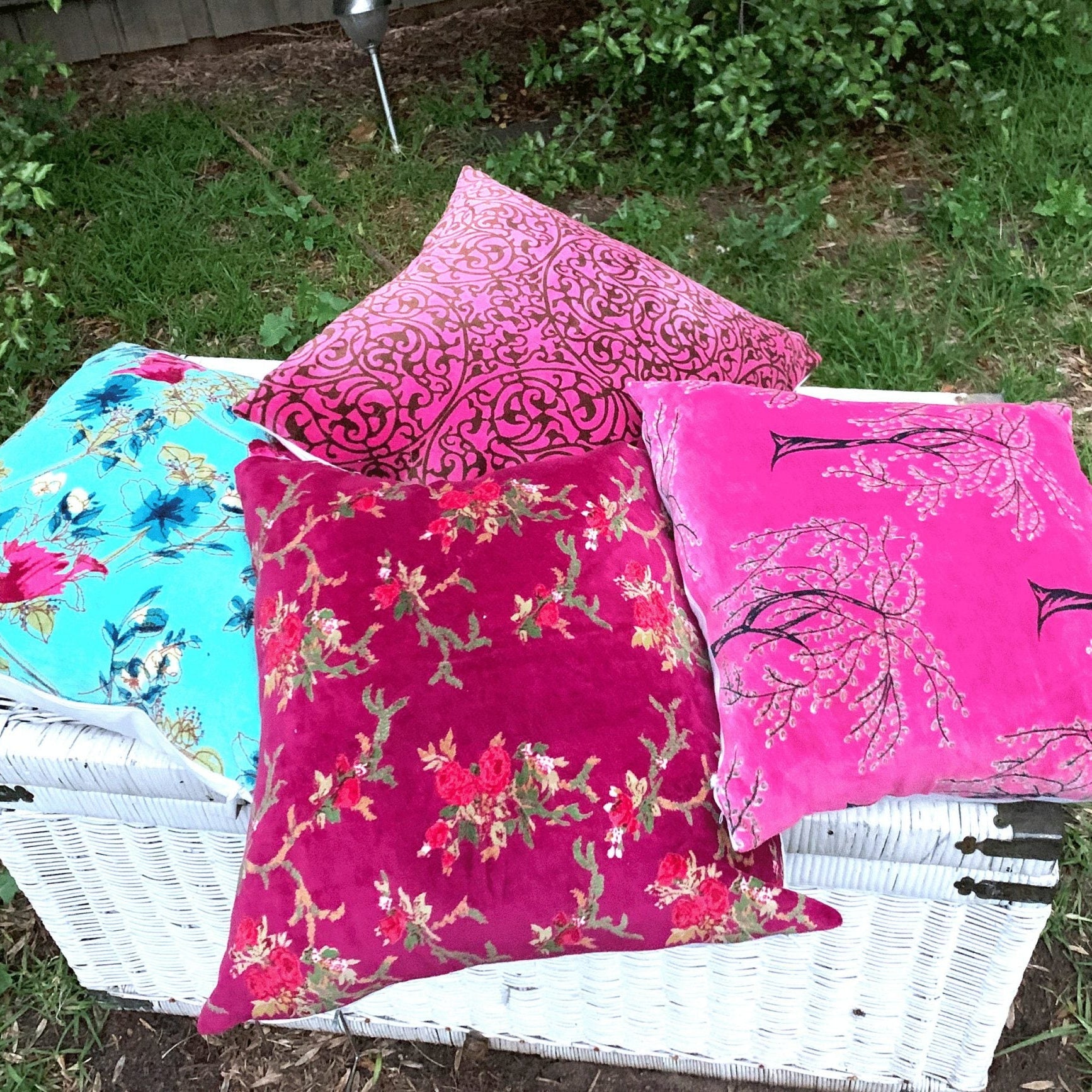 Fluttering Flora Handmade Cotton Cushion Cover