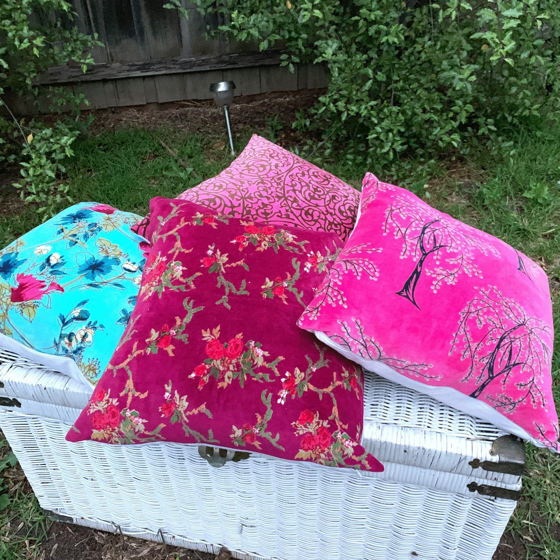 Fluttering Flora Handmade Cotton Cushion Cover