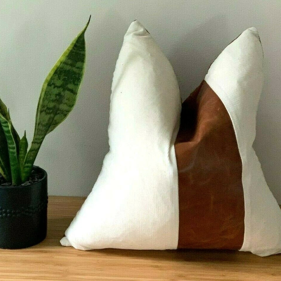Tan Leather Cushion Cover - Haze, 100% Genuine Leather