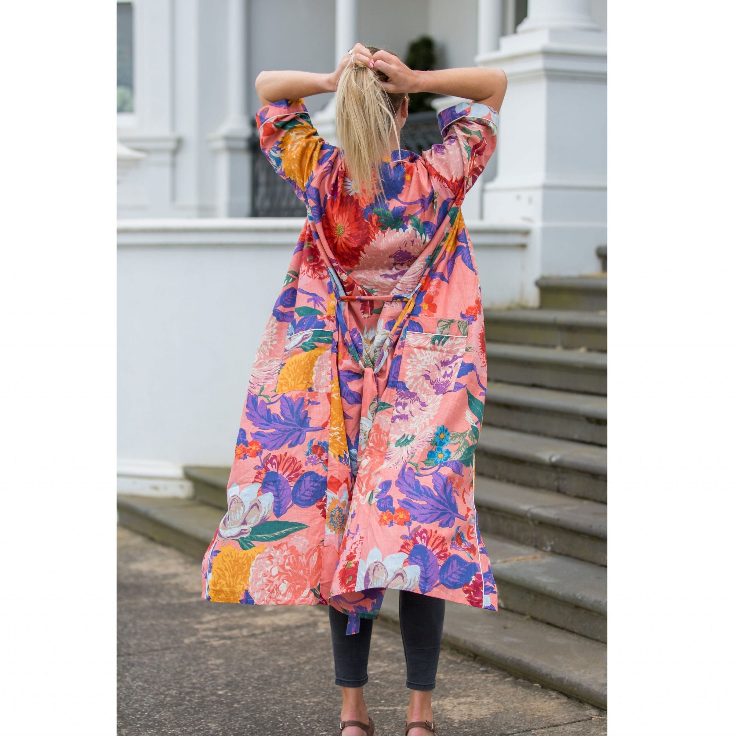 'Crimson Cherry' Women’s Cotton Kimono Robe - Chic