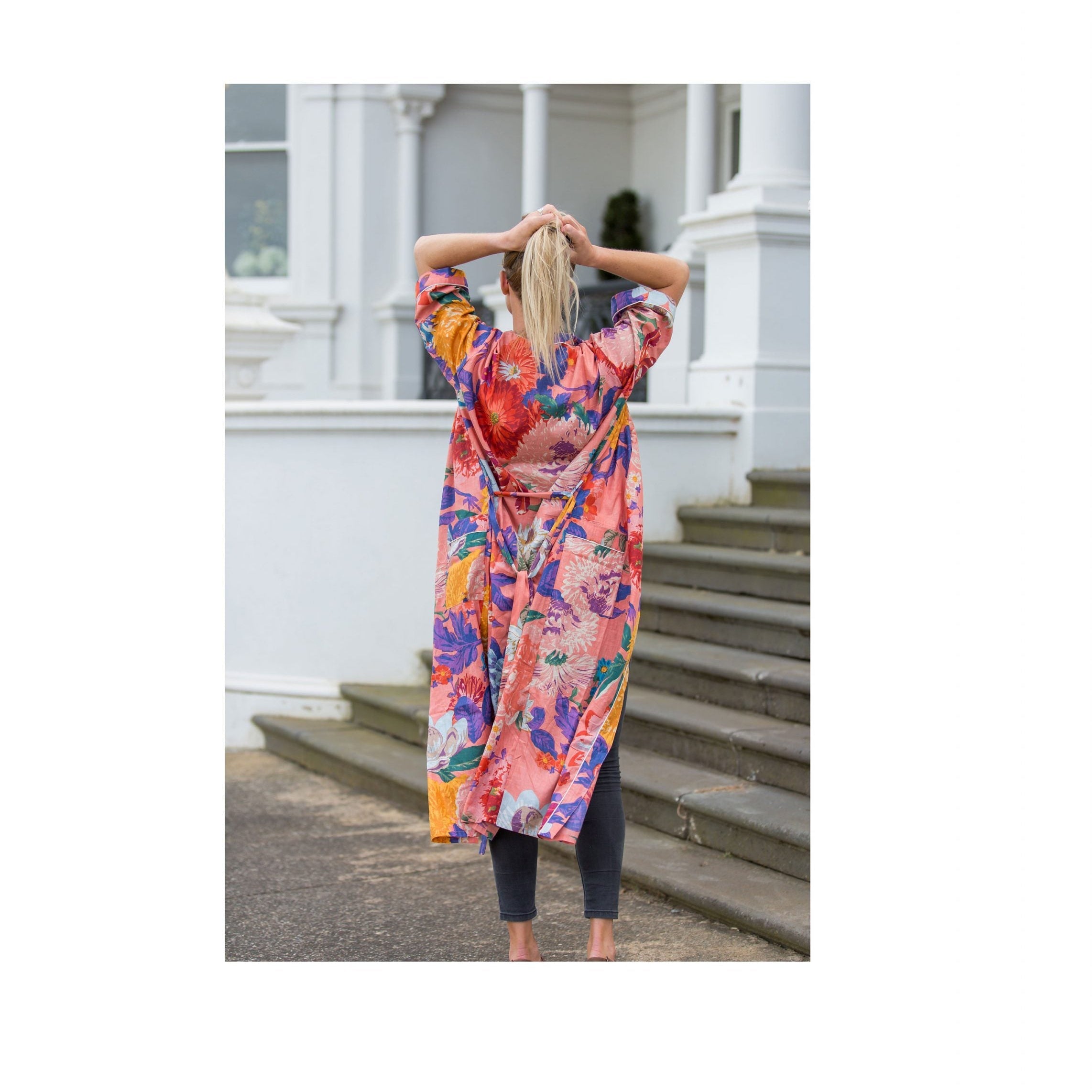 'Crimson Cherry' Women’s Cotton Kimono Robe - Chic