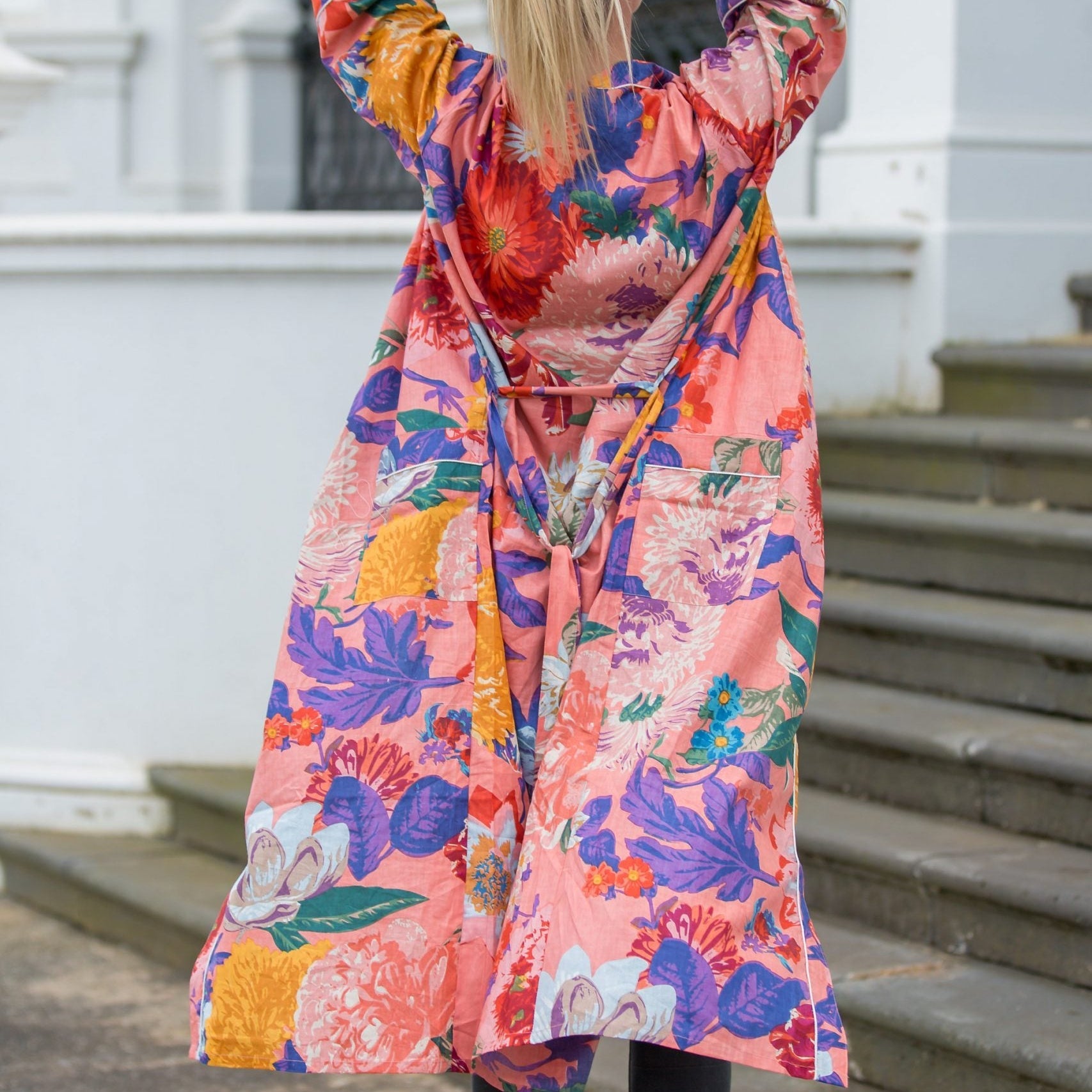 'Crimson Cherry' Women’s Cotton Kimono Robe - Chic